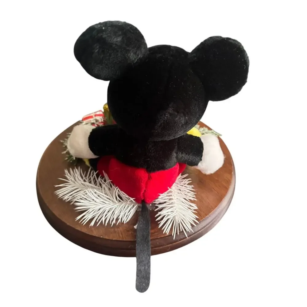 Disney Vintage Mickey Mouse Lefton Wooden Base Christmas Holiday Table Decor‎